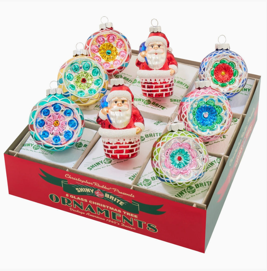Vintage Holiday Glass Ornament – Confetti 8 Count Figures - Christopher Radko
