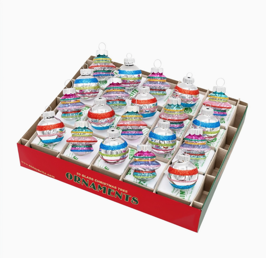 Vintage Holiday Glass Ornament – Confetti 20 Count 1.25" Shapes - Christopher Radko