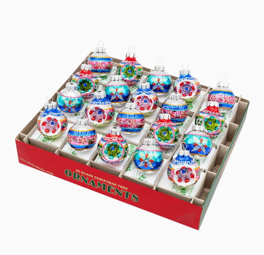 Vintage Holiday Glass Ornament – Confetti 20 Count 1.25" Half Reflector Half Round